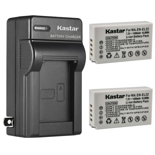 Kastar 2-Pack Battery and AC Wall Charger Replacement for Nikon EN-EL22 Battery MH-29 Charger, Nikon 1 J4 Digital Camera, Nikon 1J4 Digital Camera