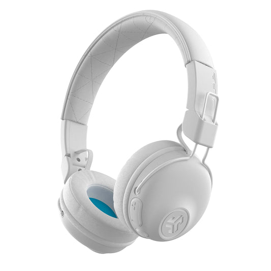 JLab Studio Wireless On-Ear Headphones, White, 30+ Hour Bluetooth 5 Playtime, EQ3 Sound, Ultra-Plush Faux Leather & Cloud Foam Cushions, Track