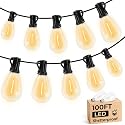 GvvooHome S11 LED Outdoor String Lights 100FT, Shatterproof & Waterproof Patio Lights with 32 Plastic Bulbs for Porch, Deck, Garden, Backyard