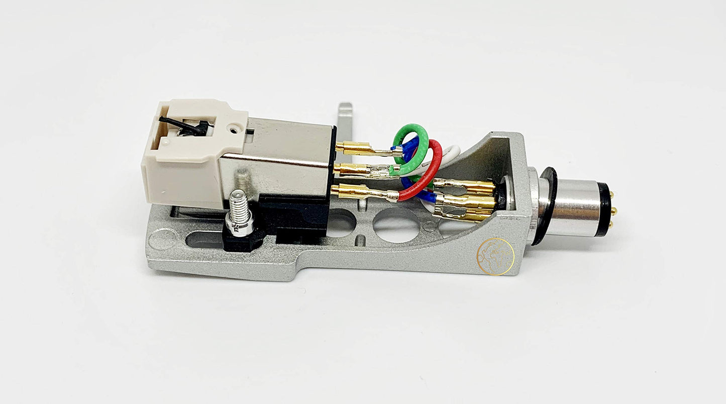 Silver Headshell , mount, AT3600 cartridge and Conical stylus, needle for Technics SL D1, SL D1K, SL D2, SL D202, SL D205, SL D2K, SL D3, SL D303, SL