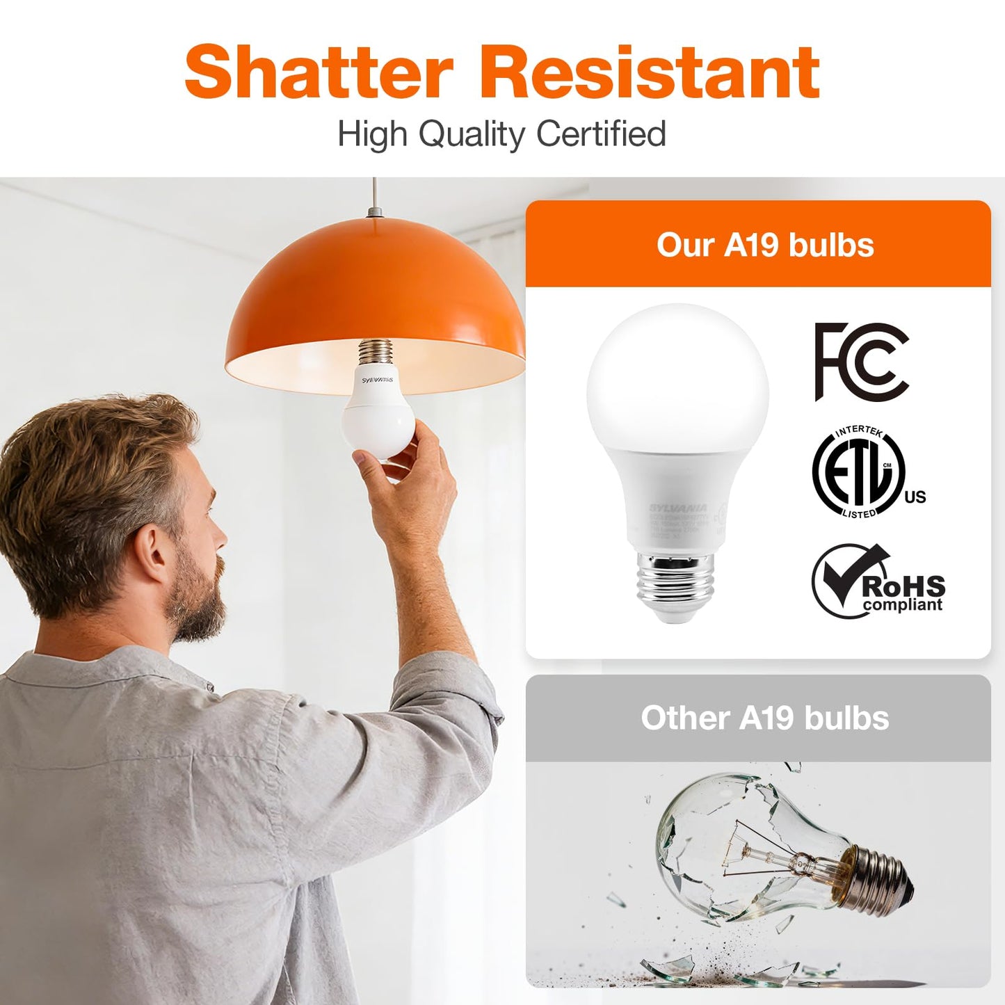 Sylvania ECO LED A19 Light Bulb, 60W Equivalent, Efficient 9W, 7 Year, 750 Lumens, Non-Dimmable, Frosted, 5000K, Daylight - 8 Pack (40883)