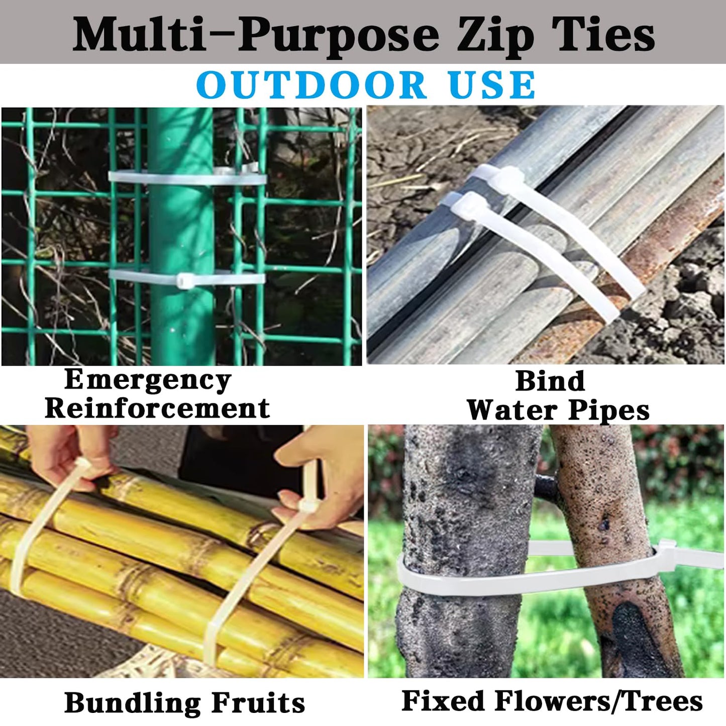 Cable Zip Ties, Heavy Duty Self Locking Zipties, 100 Pack White 18 Inch 120LB, Nylon Cord Management,Plastic Wire Ties for Office,Home,Garden,Workshop