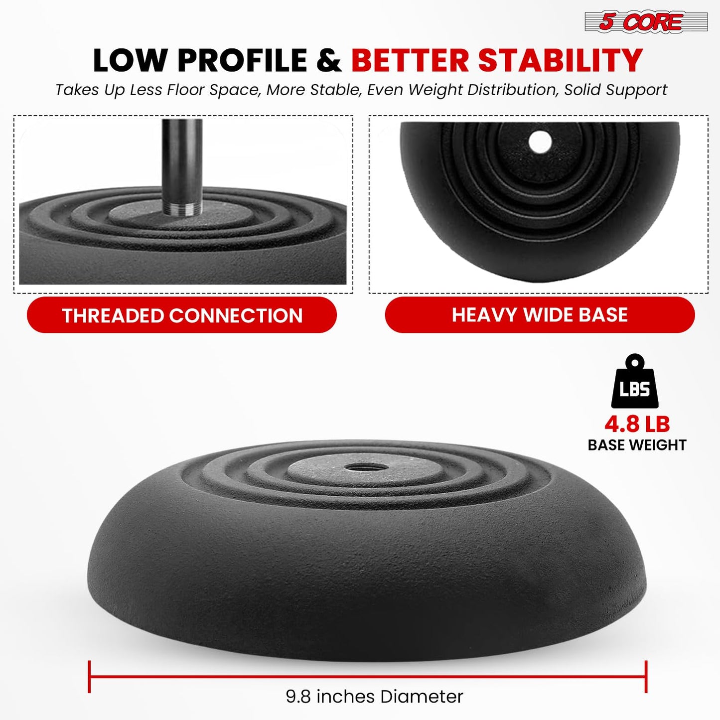 5 Core Mic Stand 2Pcs Floor Height Adjustable 24 to 67 Inch Universal Heavy Duty Microphone Stands Round Base Soporte De micrófono for Studio Singing