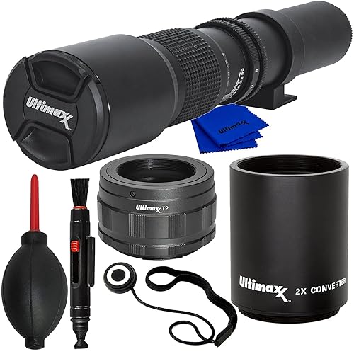 Ultimaxx High-Power 500mm (w/Converter 1000mm) f/8 Manual Preset Telephoto Lens Kit Compatible with Nikon Z5,Z6,Z6II,Z7,Z7II,Z9,Z50,ZFC Cameras