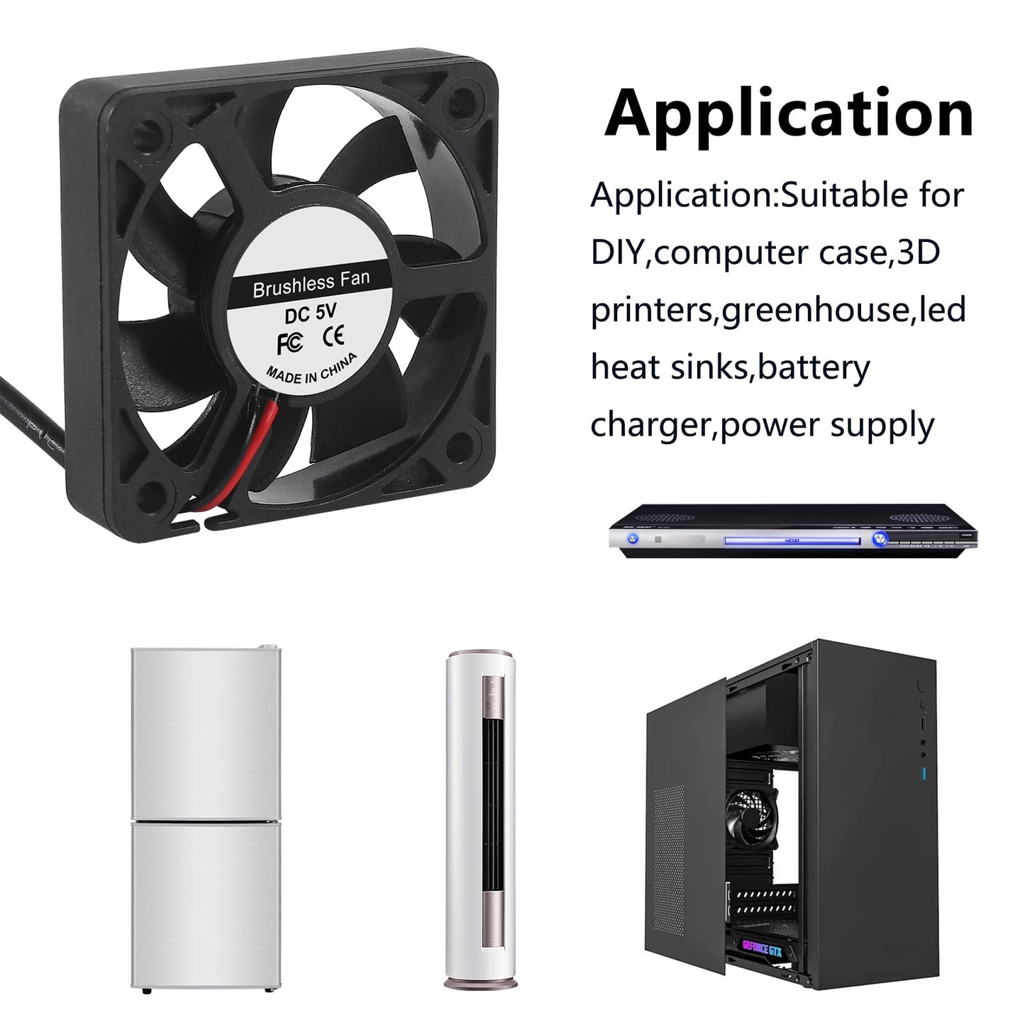 6Pcs 5010 Cooling Fan 50x50x10mm Computer Case Fans DC 5V USB Cooler Brushless Fan for DIY Computer Case (5010 5V USB)