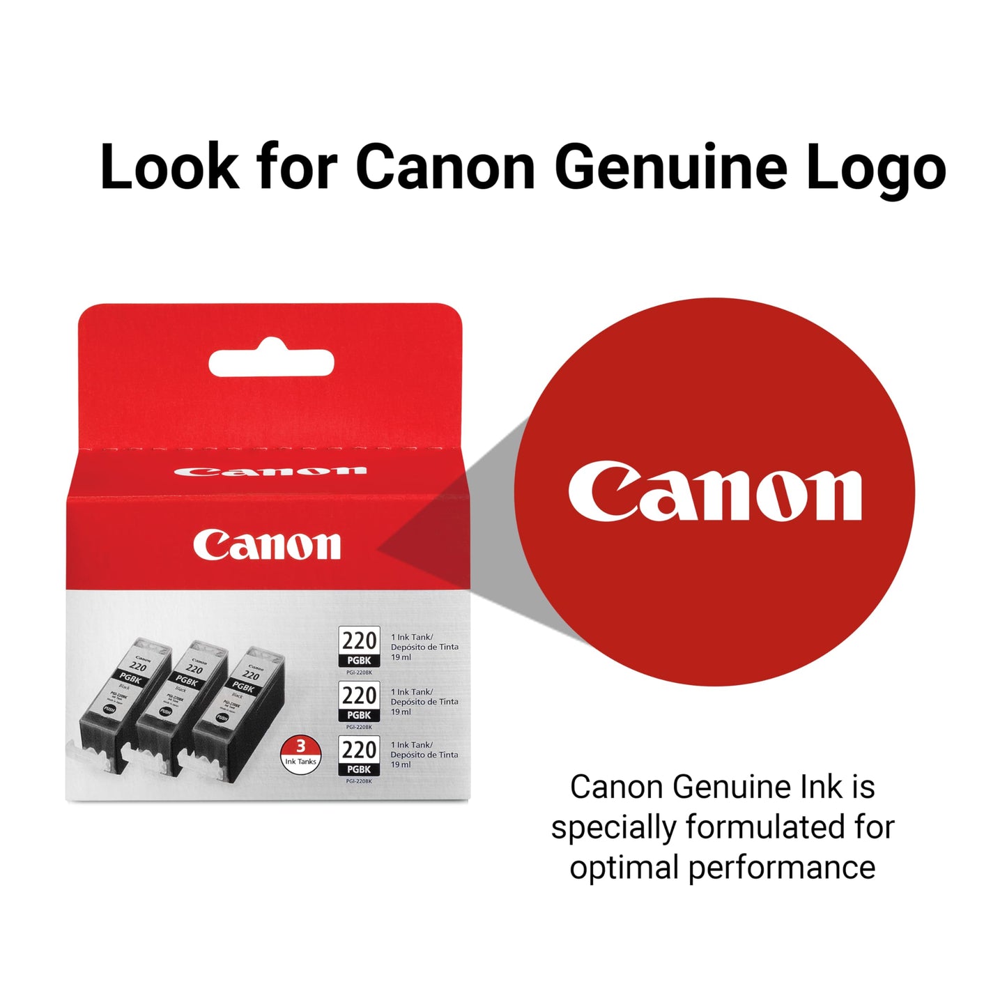 Canon PGI-220 Genuine Black Triple Pack, Compatible with MP980, MP560, MP620, MP640, MP990, MX860, MX870, iP4600, iP3600, and iP4700 Printers
