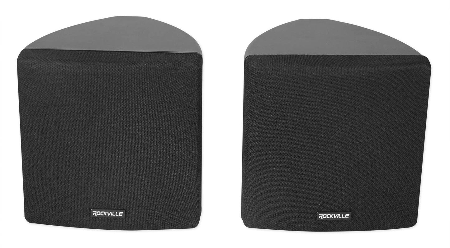 Rockville Pair Cube Black 30W RMS 3.5" Home Theater Wall Speakers, 8 Ohm, 360-Degree Swivel Brackets, True 2-Way Audio, Compact Design, for Home