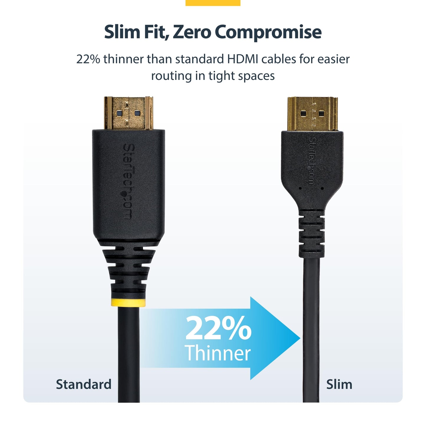 StarTech.com 3ft (1m) Slim HDMI Cable, Flexible Premium HDMI 2.0 Cord with Ethernet, UHD 4K 60Hz HDR10, Durable Aramid Fiber Design w/ TPE Jacket