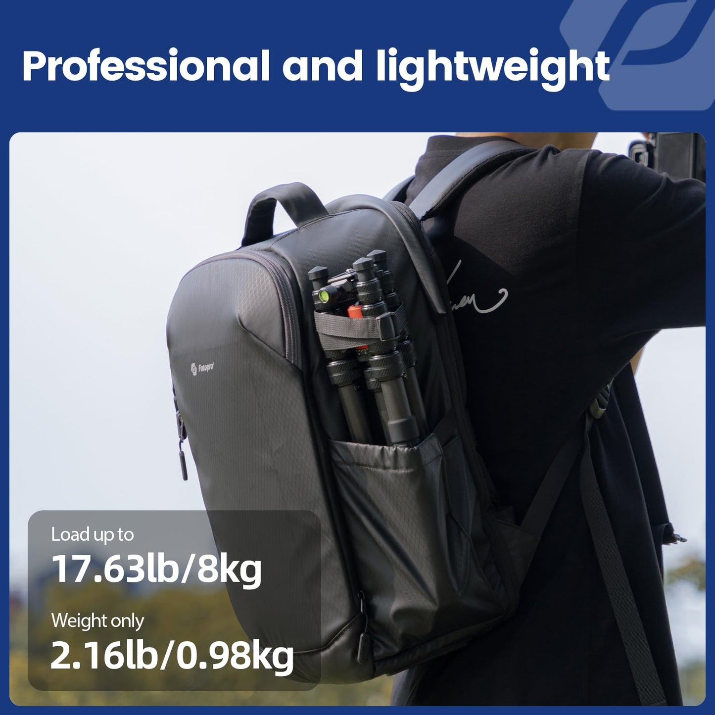 Fotopro 62" Carbon Fiber Travel Tripod, Lightweight Compact Camera Tripod with Ball Head, Detachable Monopod with Arca-Swiss Release Plate and Bag