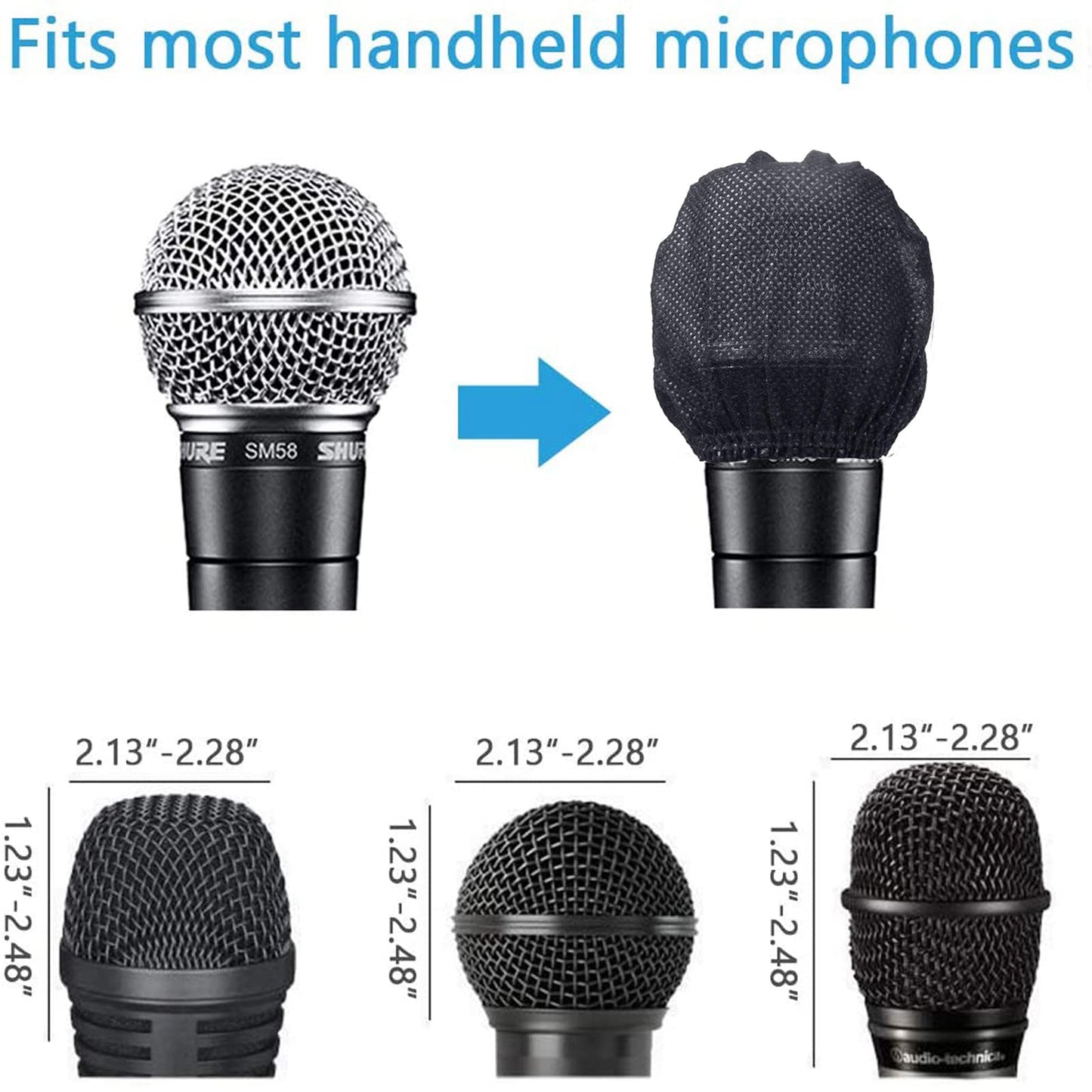 TENGYES 300 PCS (150 Pack) Microphone Hygiene Covers Disposable Non-Woven Handheld Mic Cover Windscreen Protective Cap for KTV Karaoke Recording Room