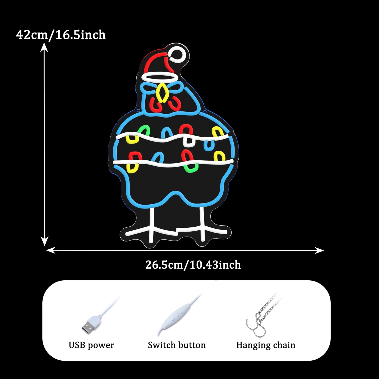 GNVETZLL Chicken Christmas Neon Sign Santa Hat Neon Light Sign Merry Christmas Rooster Neon Light for New Year Party Living Room Club Decoration(16.54