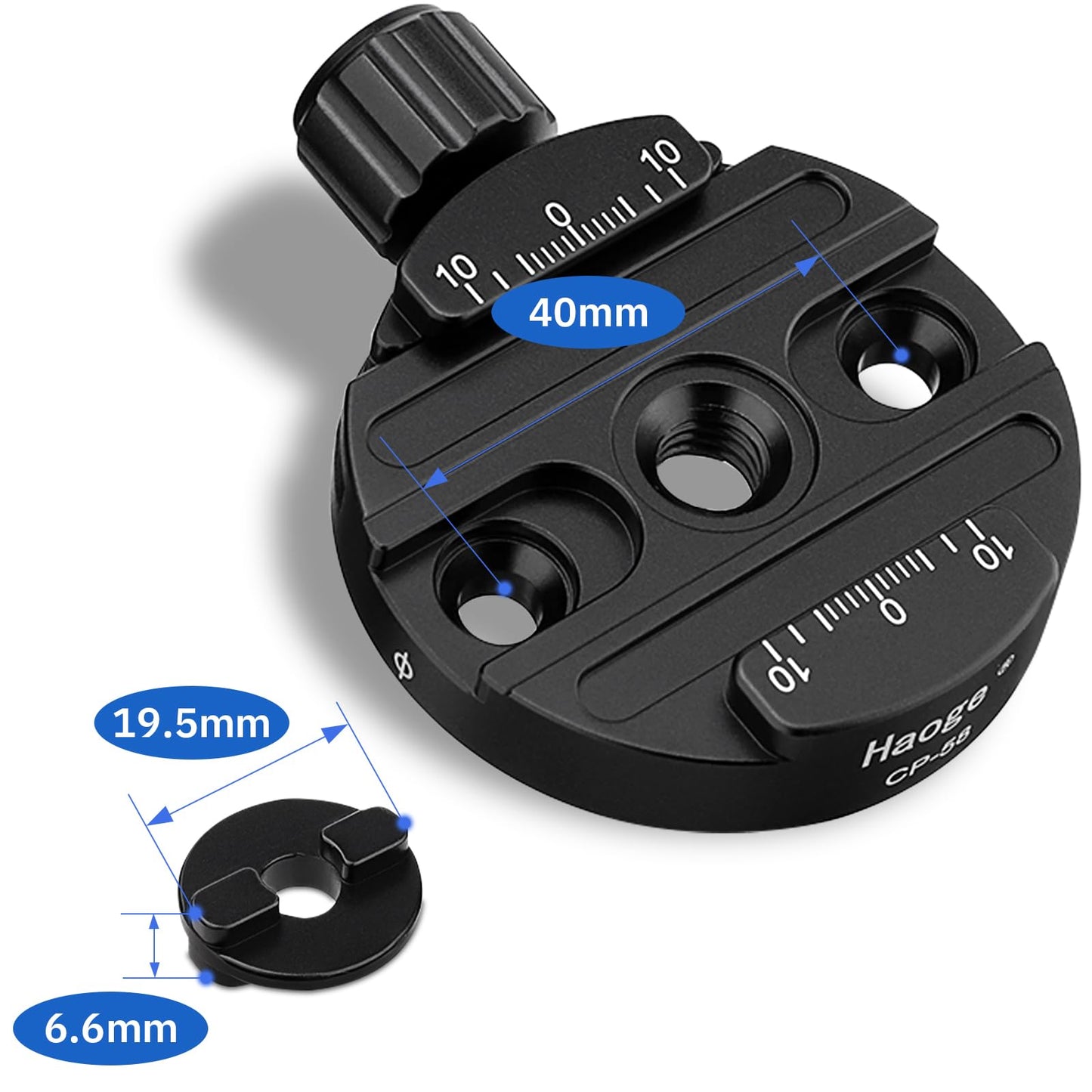 Haoge Female to Male Boss Adapter Convertor with 58mm Arca Swiss Compatible Quick Release Clamp for Manfrotto Tripod Ball Head Clamp Replacement