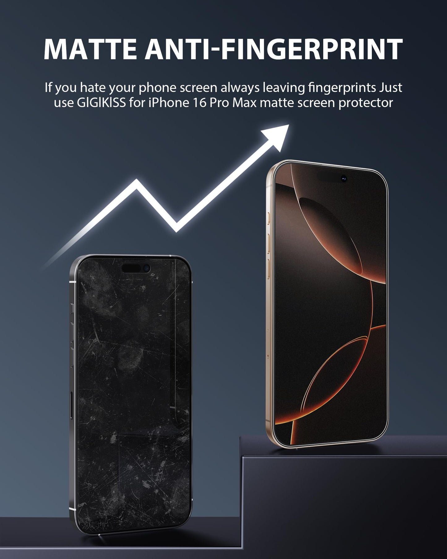 GIGIKISS 2 Pack for iPhone 16 Pro Matte Screen Protector 6.3 inch, Anti Fingerprint Anti Glare Screen Protector Tempered Glass Easy Installation