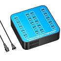 400W USB C Charger Station, 40 Ports (20 USBA+20 USBC) Desktop USB C Charger, Suitable for Multi-Device Fast Charging Station, Compatible with iPhone