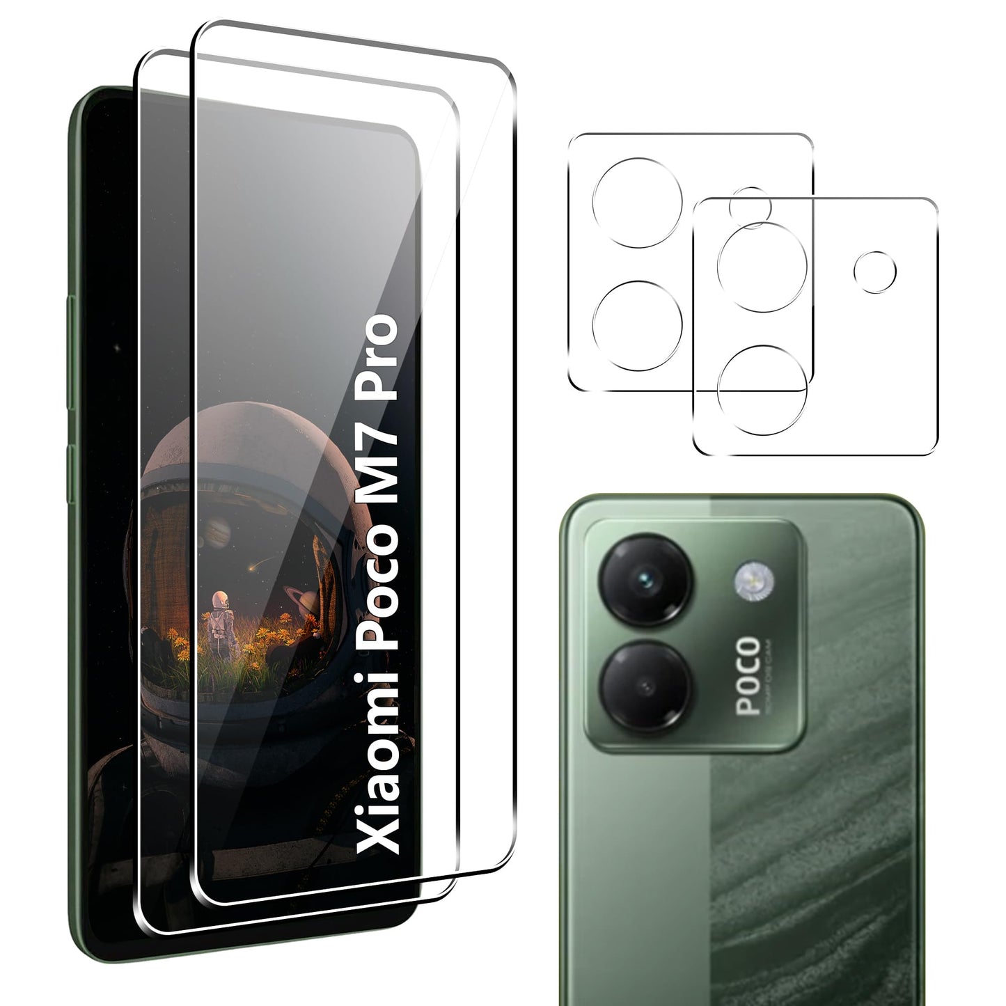 Suttkue for Xiaomi Poco M7 Pro 5G Screen Protector with Camera Lens Protector, 9H Hardness Anti-Scratch Tempered Glass flim, Case Friendly