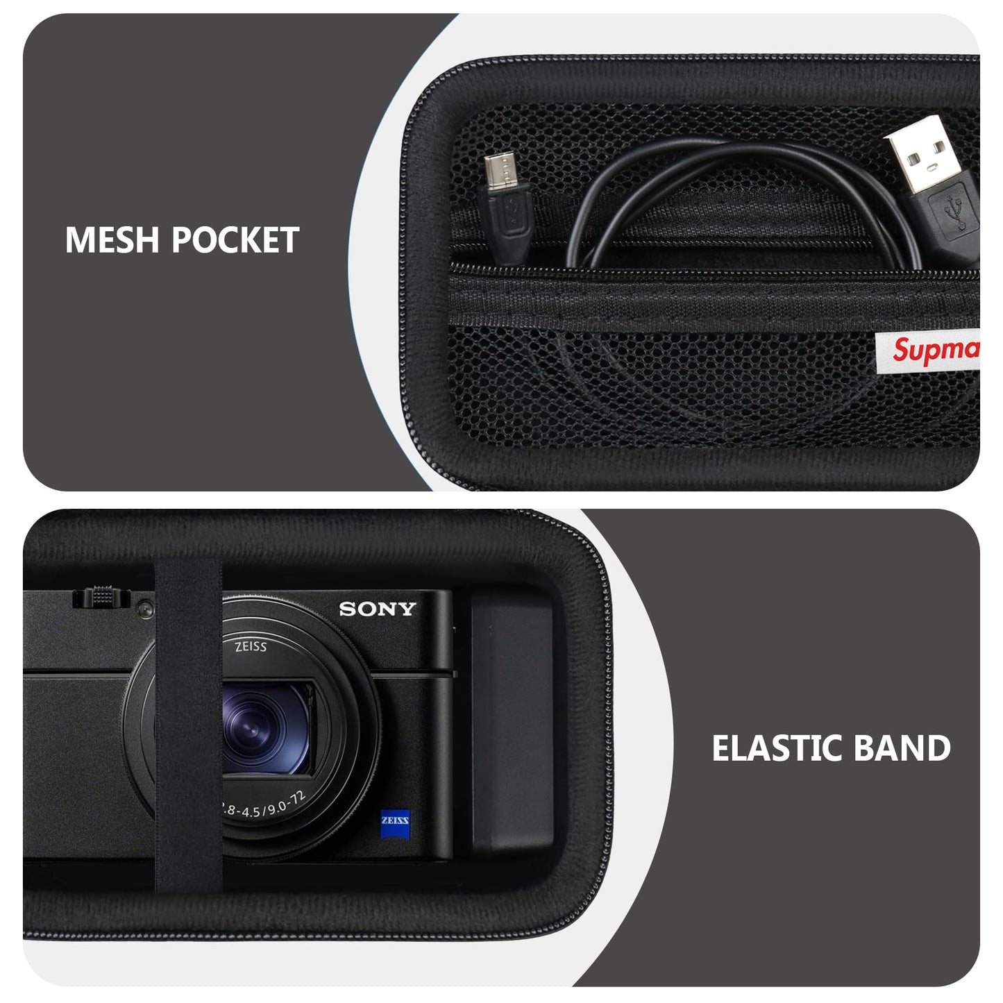 Supmay Carrying Case for Sony RX100 VII/ RX100 VI/ RX100 V/ RX100 IV/ RX100 III Premium Compact Camera, Storage Holder Travel Bag with Zipper Mesh