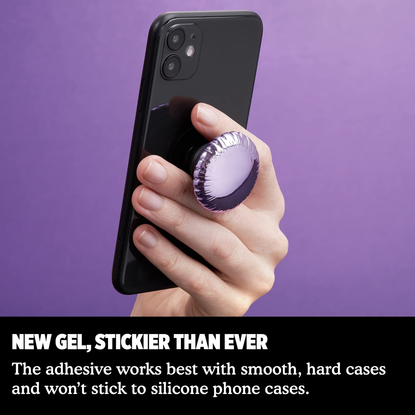 PopSockets: PopGrip with Swappable Top for Phones and Tablets - Metallic Balloon Purple