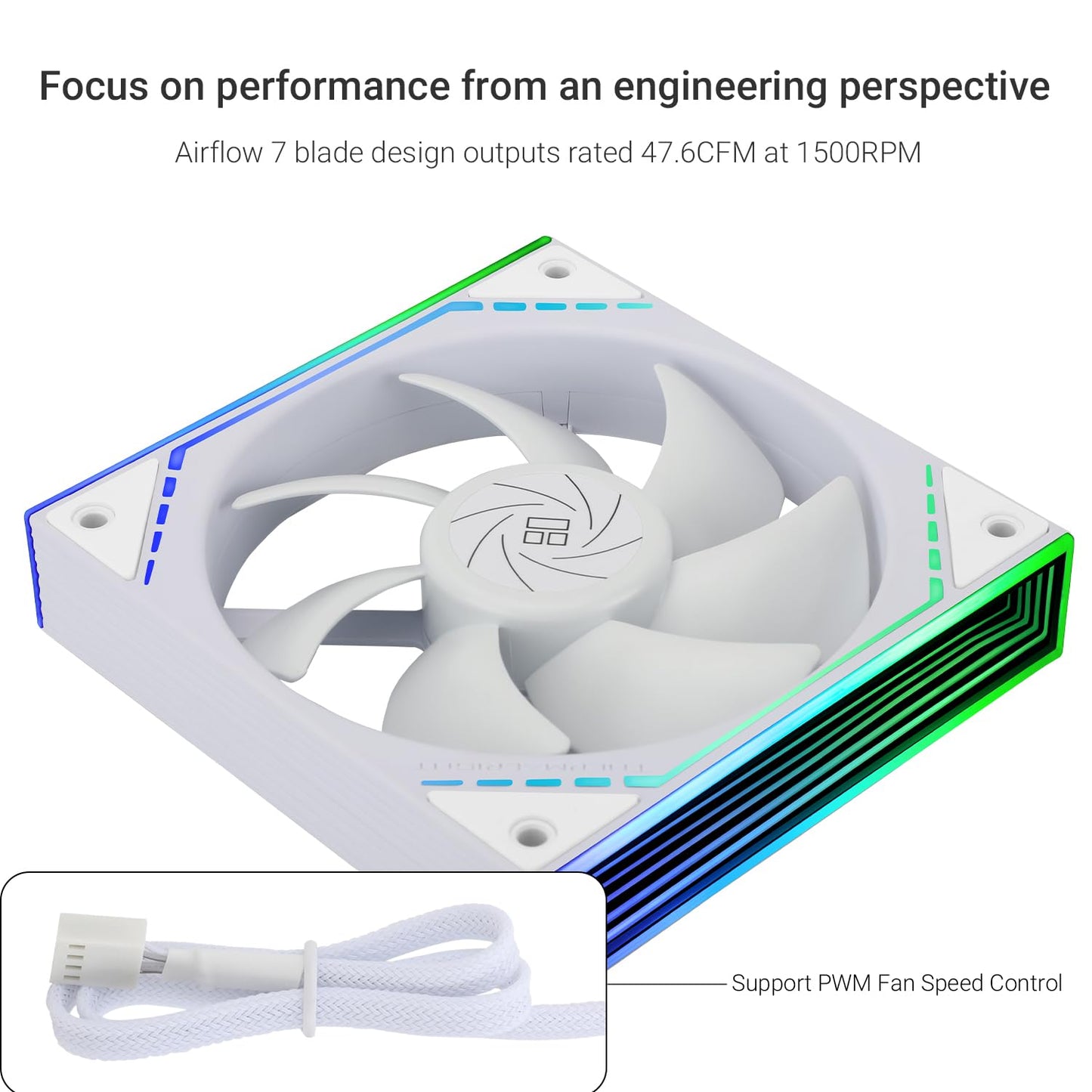 Thermalright TL-M12W CPU Fan 120mm Case Cooler Fan ARGB, 4pin PWM Connector Silent Computer Fan with S-FDB Bearing,Desktop Cooling Fan has Side ARGB