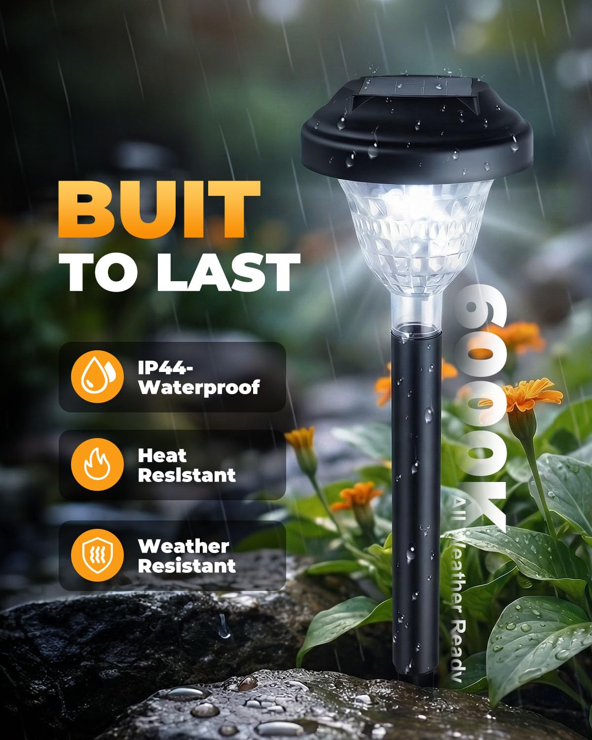 Torlaist Solar Pathway Lights Outdoor 10 Pack Waterproof Solar Garden Lights Auto On/Off LED Solar Yard Lights 6000K Cool White Solar Stake Lights