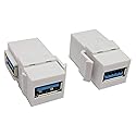 USB 3.0 Keystone Jack Inserts, zdyCGTime (2-Pack) 90 Degree Right Angled USB 3.0 Adapters Female to Female Connector for Wall Plate Outlet Pane…