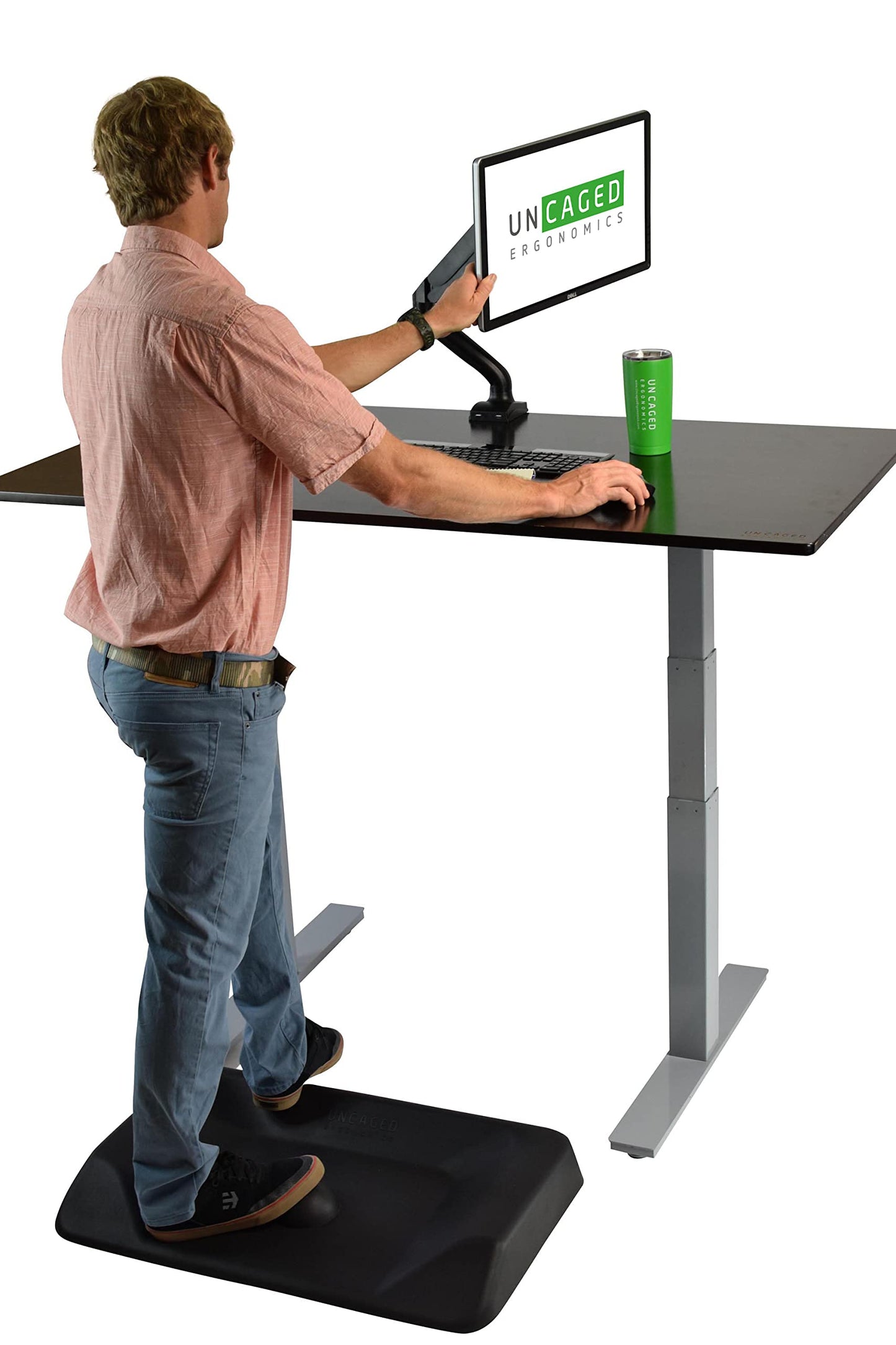 Single Monitor Arm Desk Mount, Computer Monitor Arm Mount w/2 USB Ports Adjustable Height Single Riser, Universal Clamp, Computer Riser, Work from