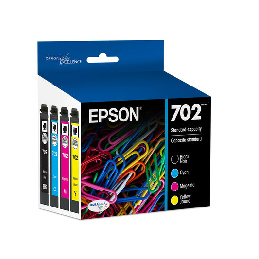 EPSON 702 DURABrite Ultra Ink Standard Capacity Black & Color Cartridge Combo Pack (T702120-BCS) Works with WorkForce Pro WF-3720, 3730, 3733