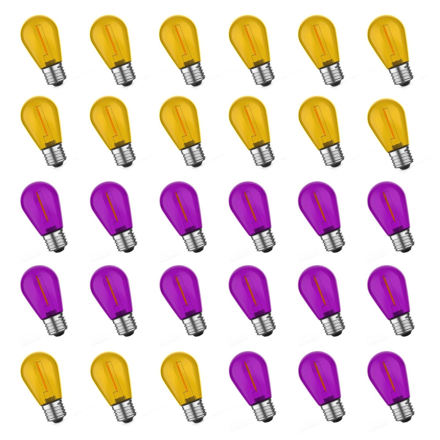 GvvooHome 1W E26 S14 LED Orange Purple String Light Bulbs, 30 Pack
