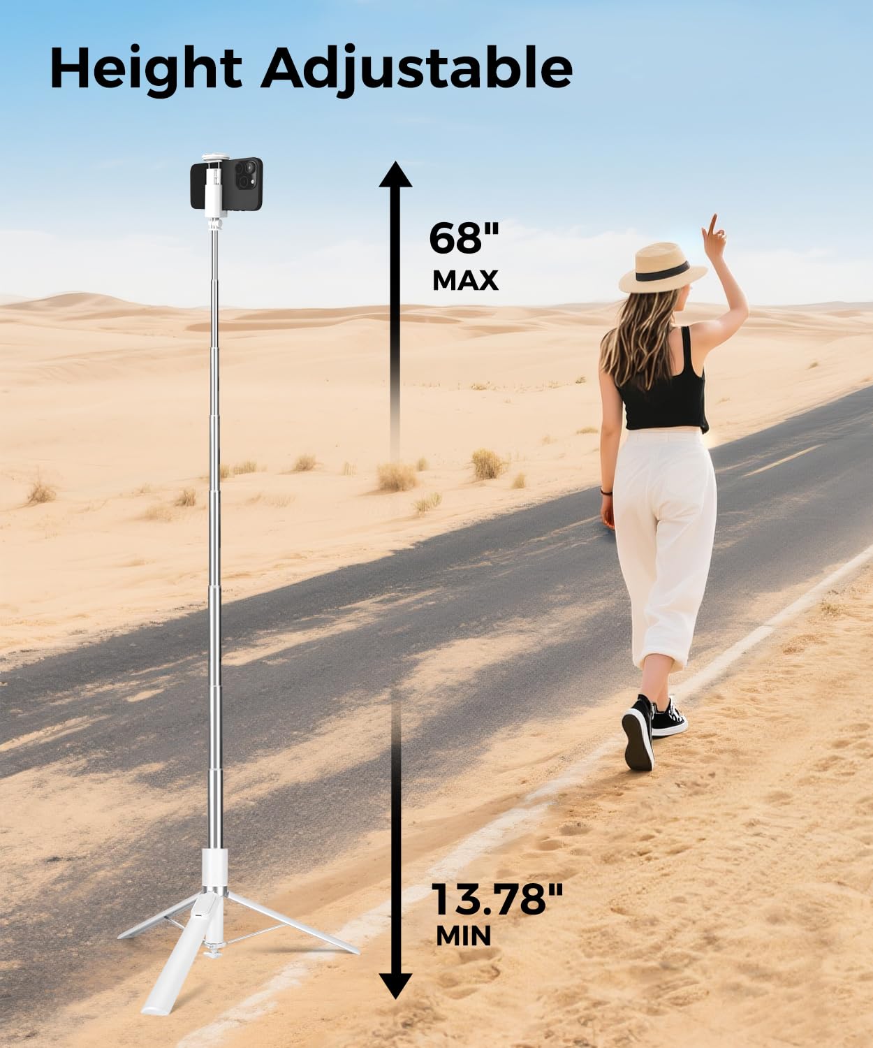 Victiv 68" Phone Tripod, Selfie Stick Tripod with Remote and Fill Light, [Tap-to-Open] iPhone Tripod Stand, Lightweight Cell Phone Stand for Video