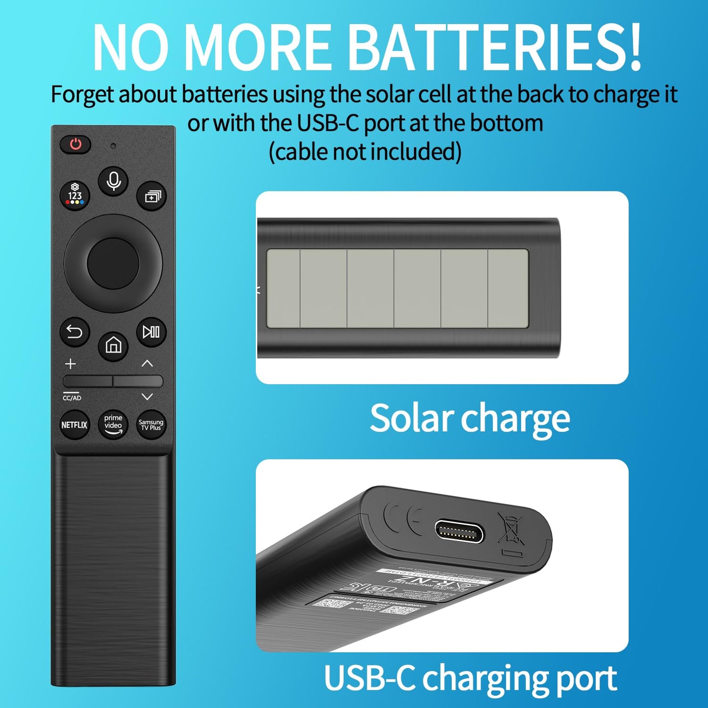 BN59-01357A BN59-01357F BN59-01357P Solar Voice Remote Replacement for Samsung Frame Smart TV Remote with Rechargeable Solar Cell