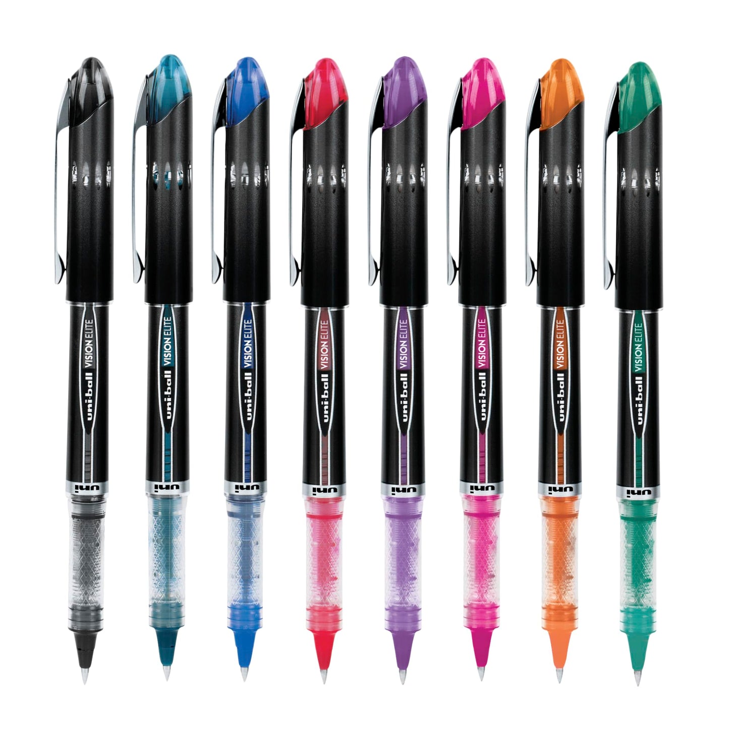 uniball Vision Elite Rollerball Pens, Micro Point (0.5mm), Assorted Colors, 8 Pack