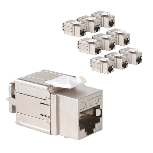 ICC Shielded FTP CAT6A Keystone Jack with Slim Profile 180 Degree Punch Down, 10Gbps RJ45 UL Listed PoE++ TAA Compliant for Wall Plate or Patch Panel