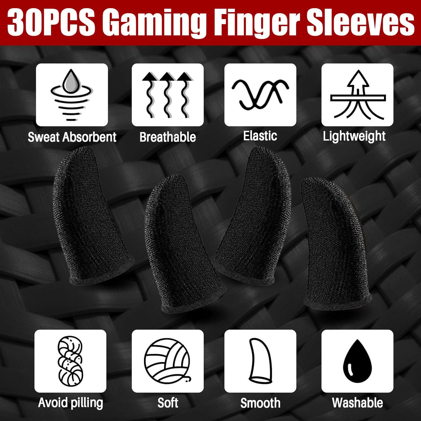 30 Pieces Finger Sleeves and 2 Pieces Finger Joystick for Gaming, Thumb Sleeves Mobile Gaming Controller, for PUBG, League of Legend, Call of Duty