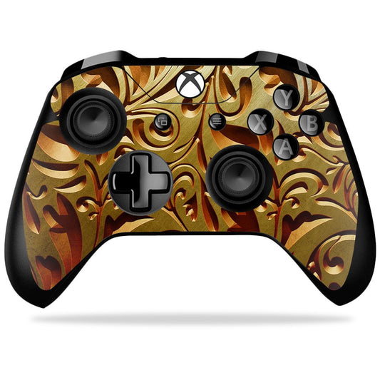 MightySkins Skin Compatible with Microsoft Xbox One X Controller - Mosaic Gold | Protective, Durable, and Unique Vinyl Decal wrap Cover | Easy