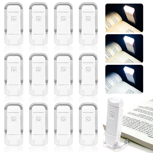 Dolusenly 12 Pack Reading Light,Rechargeable Book Light for Reading in Bed, Eye Caring 3 Color Temperatures,Compact Size Clip on Book Lamp for Book