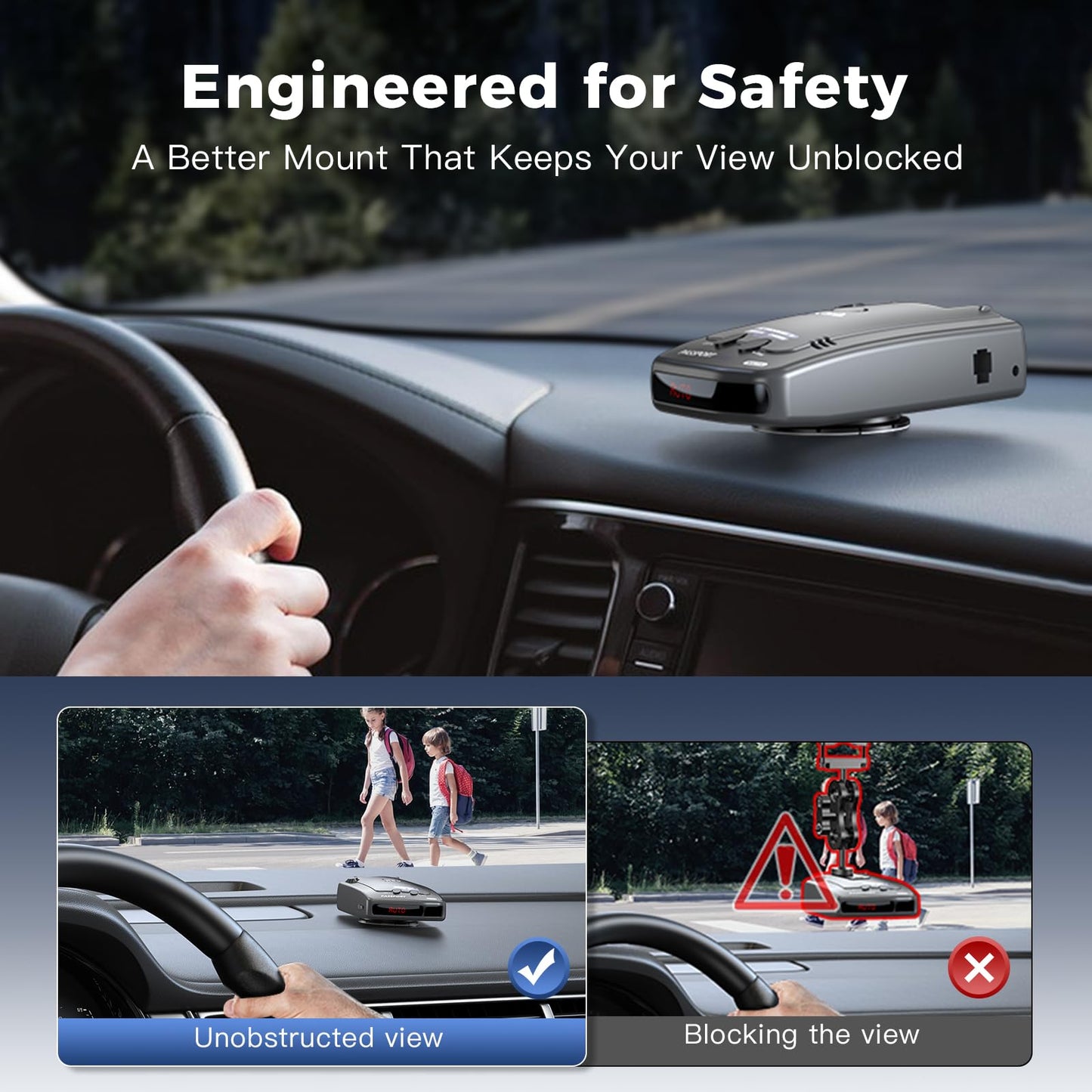 Magnetic Radar Detector Mount with N52 Strong Magnets, Adhesive Dashboard Holder for Escort, Uniden, and Other Radar Detectors, Stable Anti-Vibration