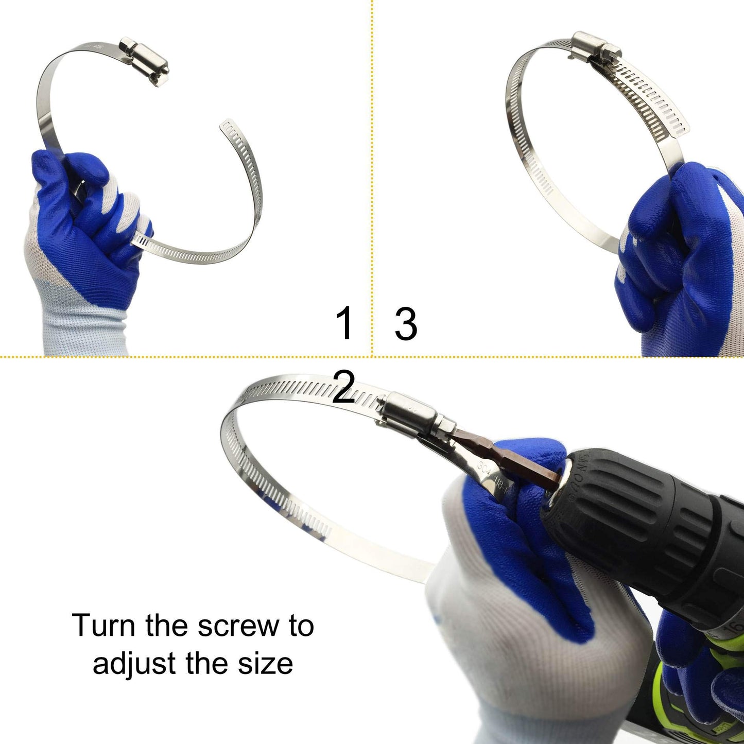EesTeck 4Pcs 3" Adjustable 304 Stainless Steel Duct Clamps Hose Clamp Pipe Clamp Air Ducting Clamp worm drive hose clamps ?65mm-89mm?