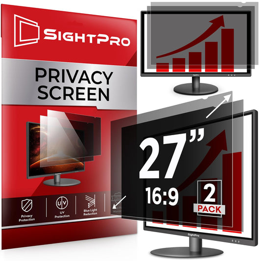 SightPro 27 Inch 16:9 [2 Pack] Computer Privacy Screen Filter for Monitor - Privacy Shield and Anti-Glare Protector