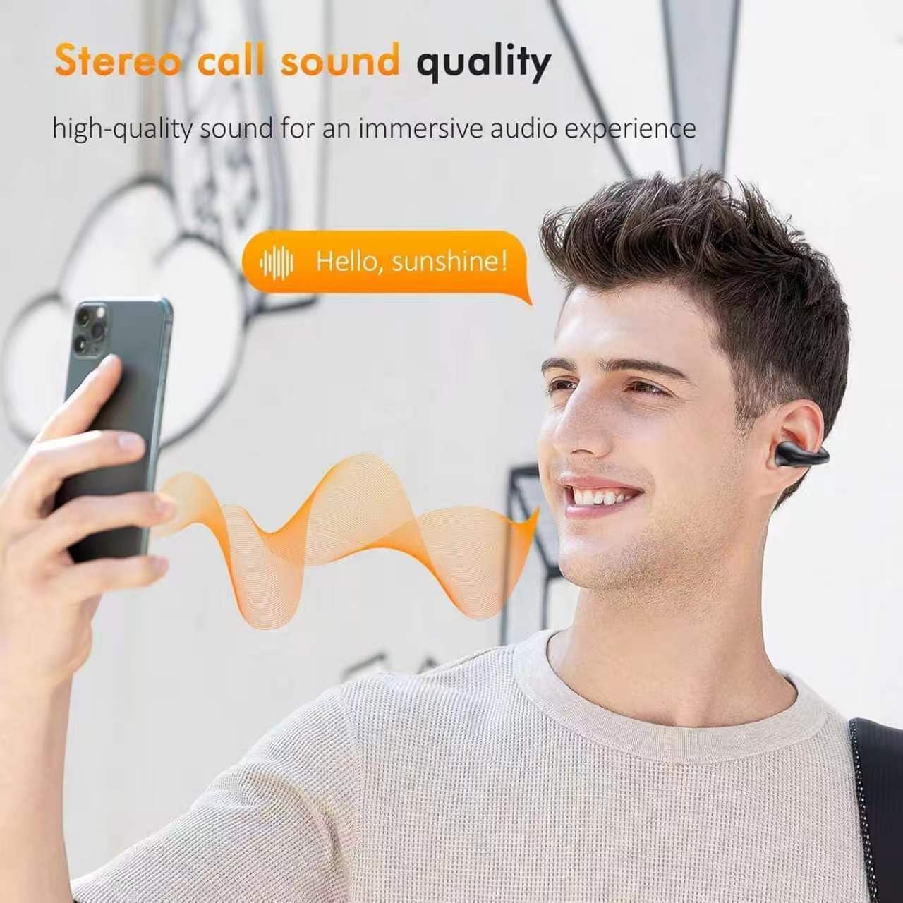 Open Ear Bone Conduction Headphones Bluetooth 6.1 Wireless Clip On Earbuds