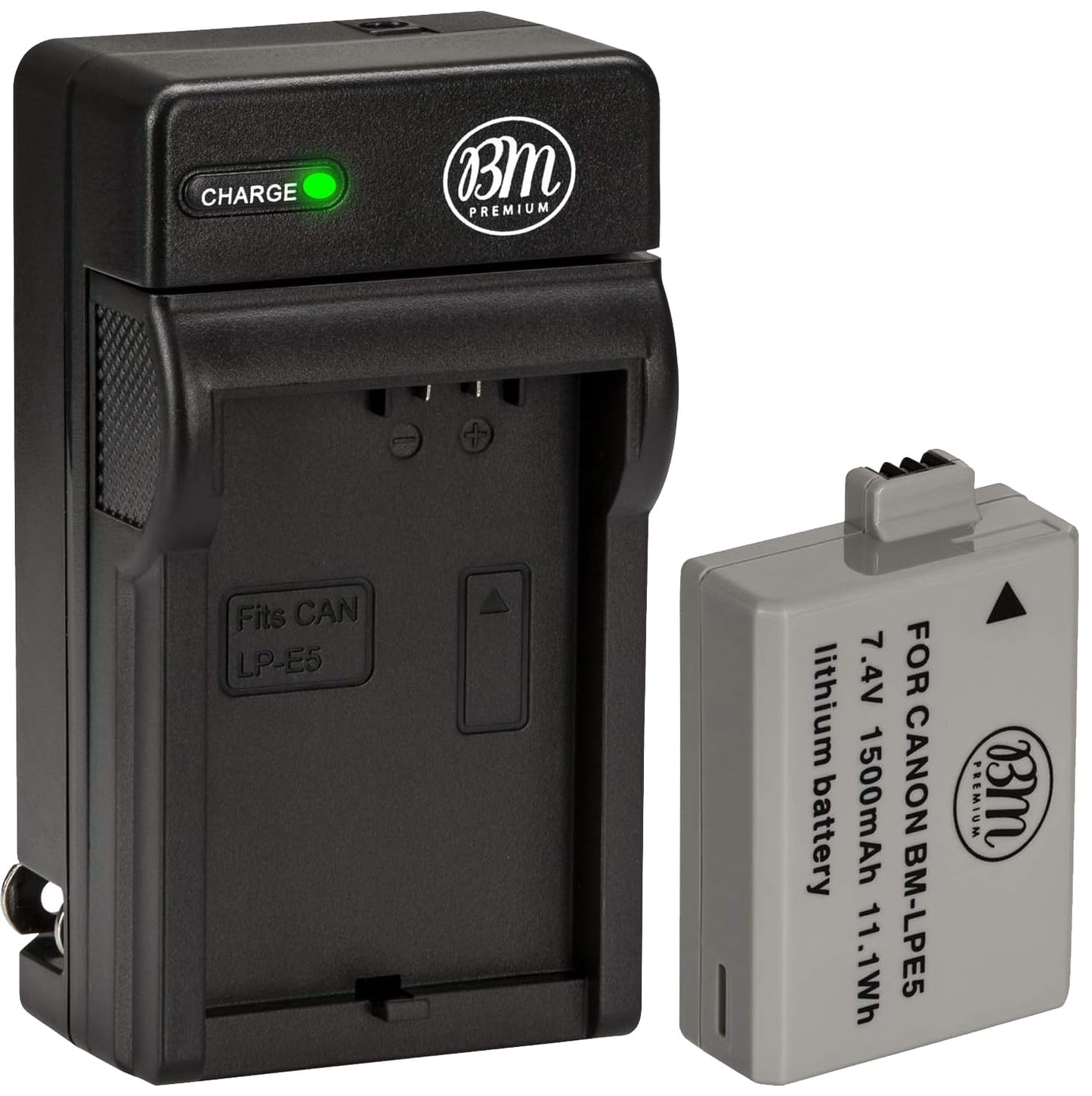 Big Mike's BM Premium LP-E5 Battery and Charger Kit for Canon EOS Rebel XS, Rebel T1i, Rebel XSi, 1000D, 500D, 450D, Kiss X3, Kiss X2, Kiss F Digital
