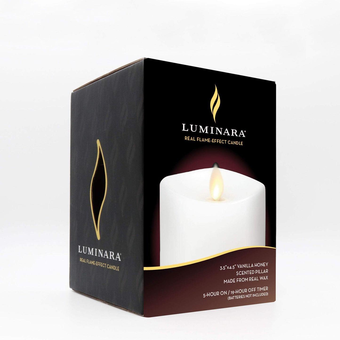 Luminara Flameless Pillar Candle, Small (4.5 inches, Unscented) Real-Flame Effect, Melted Edge, Real Wax, Smooth Finish, White, LED Battery-Powered
