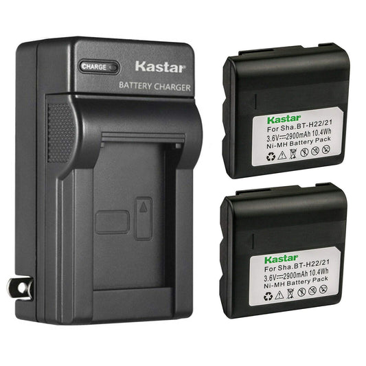 Kastar 2-Pack Battery and AC Wall Charger Compatible with Sharp VL-AH30U, VL-AH50, VL-AH500U, VL-AH50E, VL-AH50H, VL-AH50S, VL-AH50U, VL-AH60U