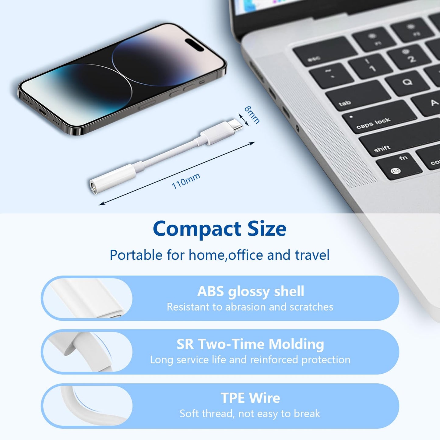 5 Pack USB C to 3.5mm Headphone Jack Adapter Type C Audio Aux Cable Dongle Compatible with iPhone 16/15/15 Plus/15 Pro/15 Pro Max/iPad/Pixel, Samsung