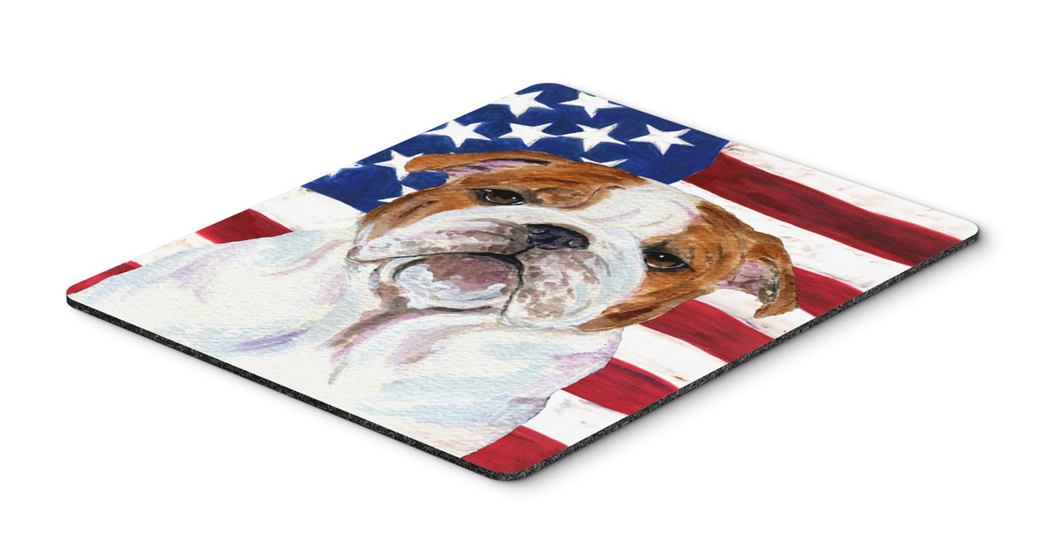 Caroline's Treasures SS4046MP USA American Flag with Bulldog English Mouse Pad, Hot Pad or Trivet for Home Office Gaming Working Computers Laptop
