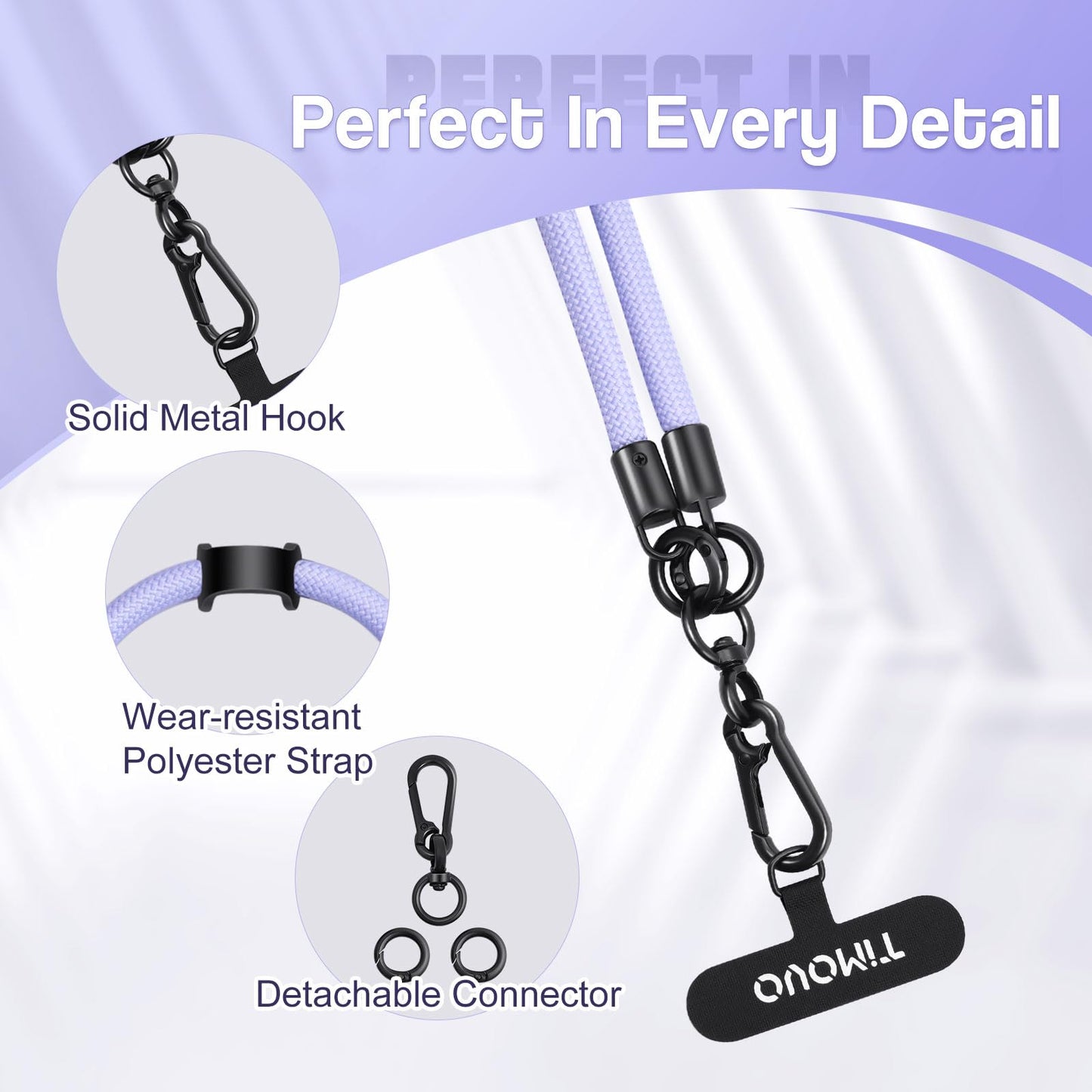 TiMOVO Universal Phone Lanyard Crossbody, Adjustable Anti-Theft Phone Strap Crossbody for Phone Cases, Cell Phone Neck Lanyard Wrist Strap for Women