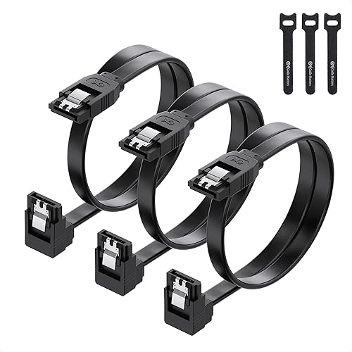 Cable Matters 3-Pack 90 Degree SATA Cable - 18 Inch, SATA III 6Gbps Right Angle Data Cable for SSD, HDD, CD/DVD Drives, Hard Drive, Optical Drive