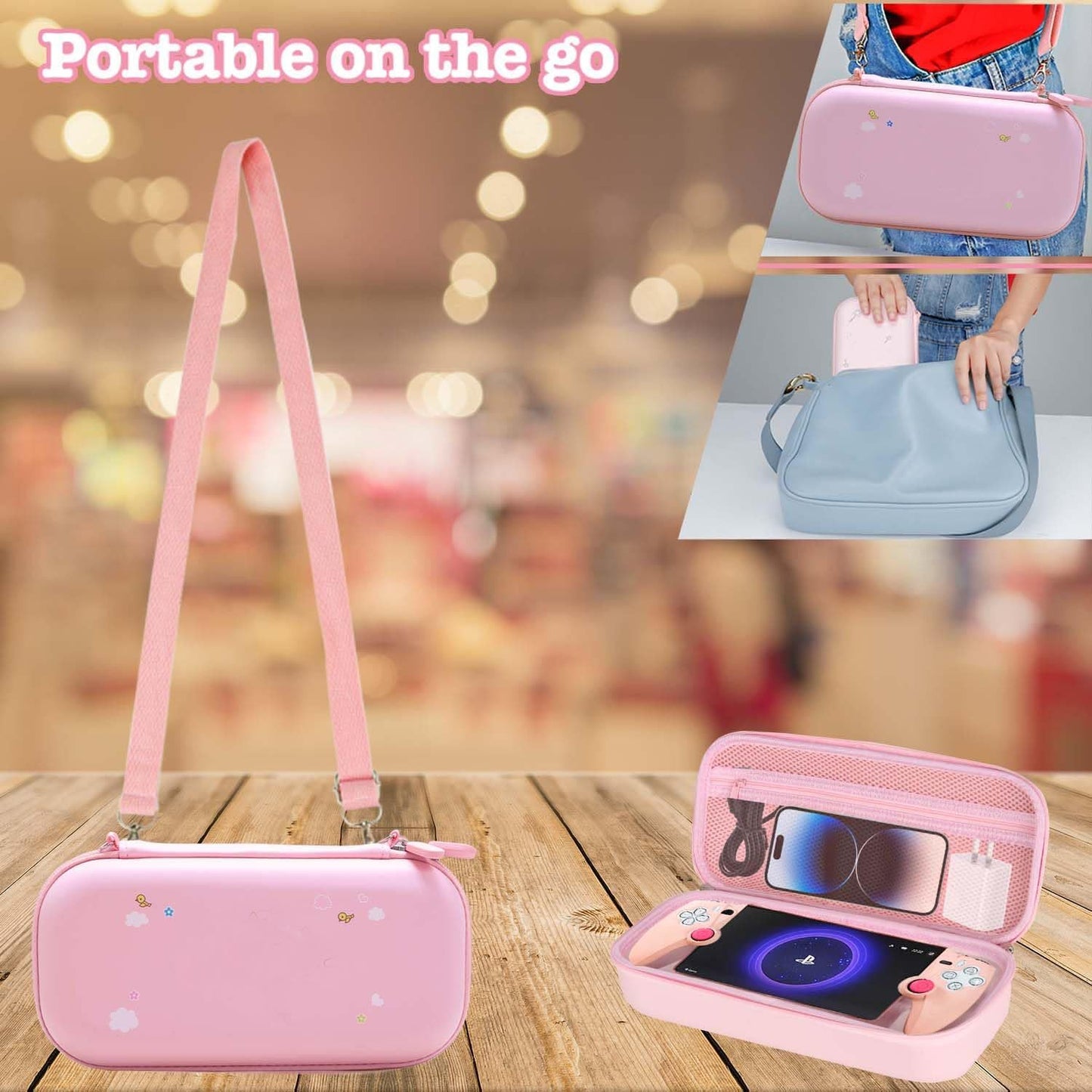 GUTIAL Accessories kit for Ps Portal - Cute Girly Kawaii PS5 Portal Accessories Bundle for Girls with Carry Case Protective Cover Screen Protector