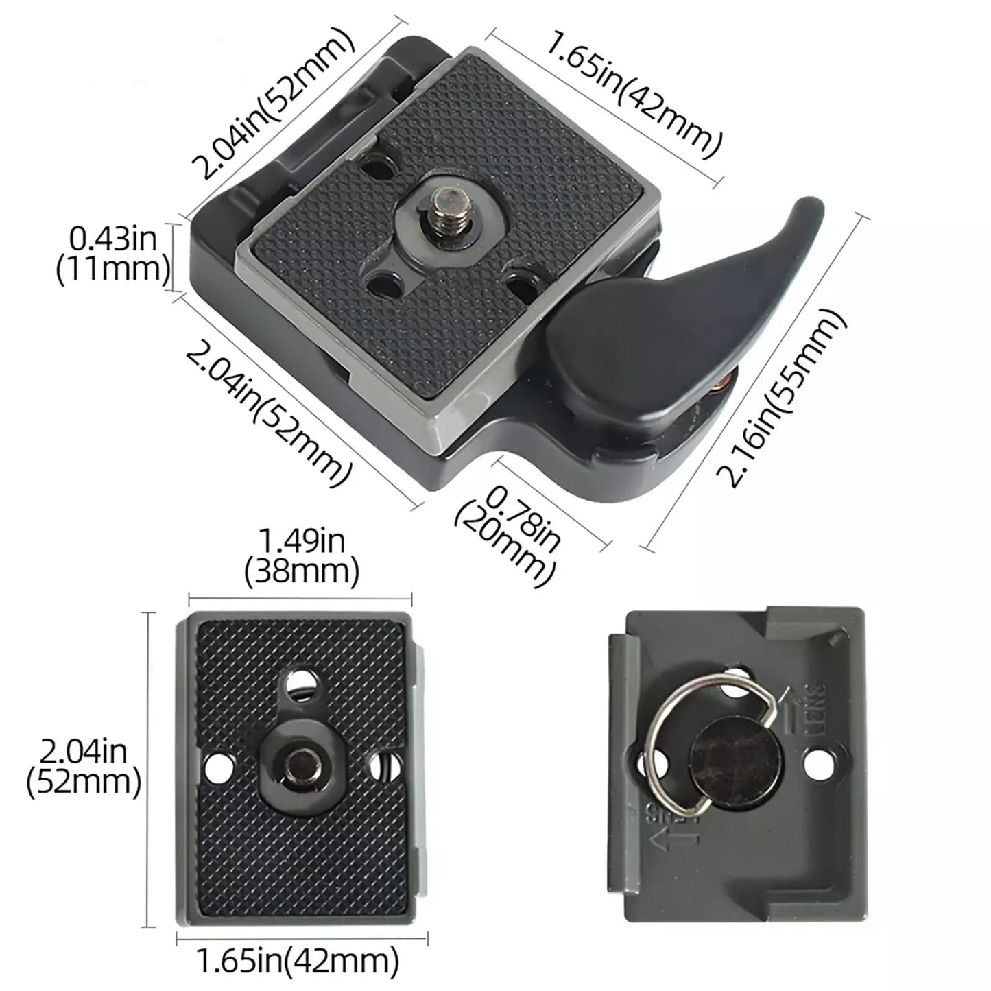 UCCKEYI 2PCS 323 Quick Release Plate Clamp Adapter Compatible with MANFROTTO 200PL-14 Camera Tripod (Grey)