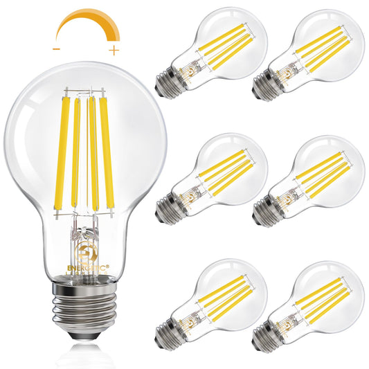 Energetic Dimmable A19 LED Edison Light Bulb, 12W Equivalent 100W, 1600LM High Brightness, 5000K Daylight, Clear Antique LED Filament Bulb for Home