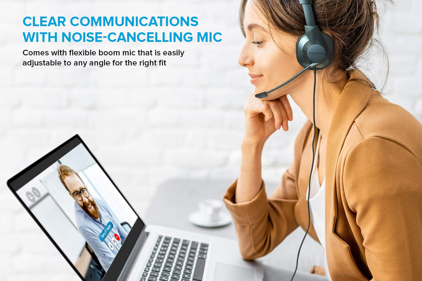 Creative HS-720 V2 USB Digital Audio On-Ear Headset with Noise-Cancelling Condenser Boom Mic, Inline Mic Mute/Calls/Volume Control and Mic-Monitoring