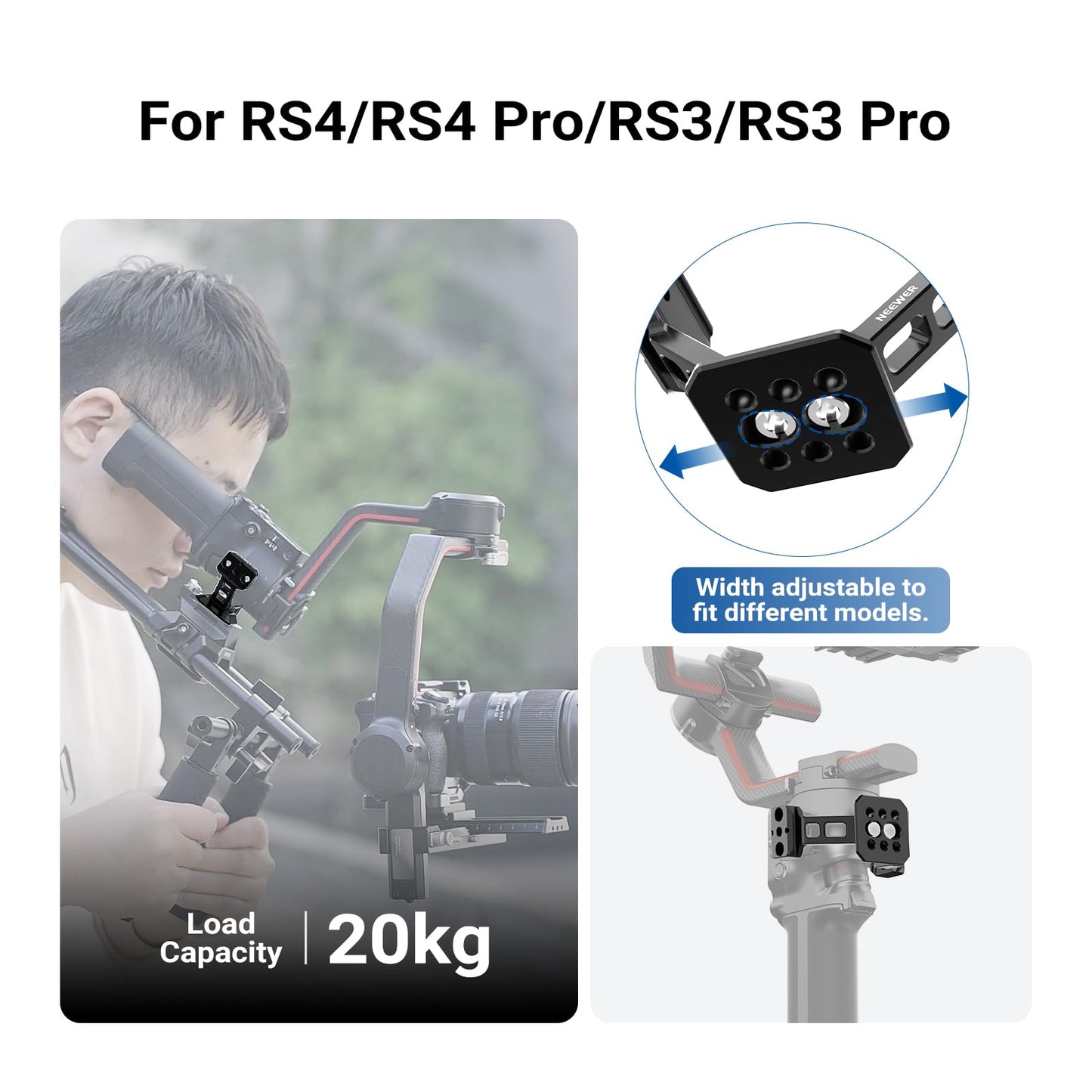NEEWER Gimbal Mount for RS5/RS4/RS4 Pro/RS3/RS Pro, Arca Type Quick Release Shoulder Rig NATO Rail Camera Stabilizer Adapter Compatible with DJI